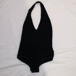 Black halter bodysuit